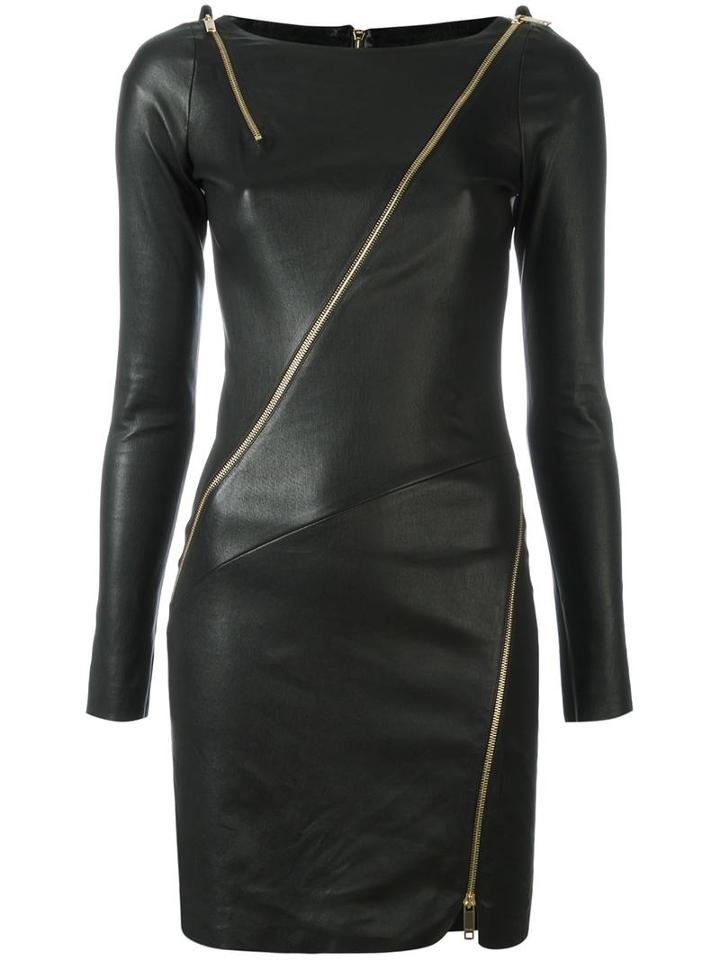 Jitrois Zip Detail Bodycon Dress, Women's, Size: 36, Black, Lamb Skin/cotton/spandex/elastane