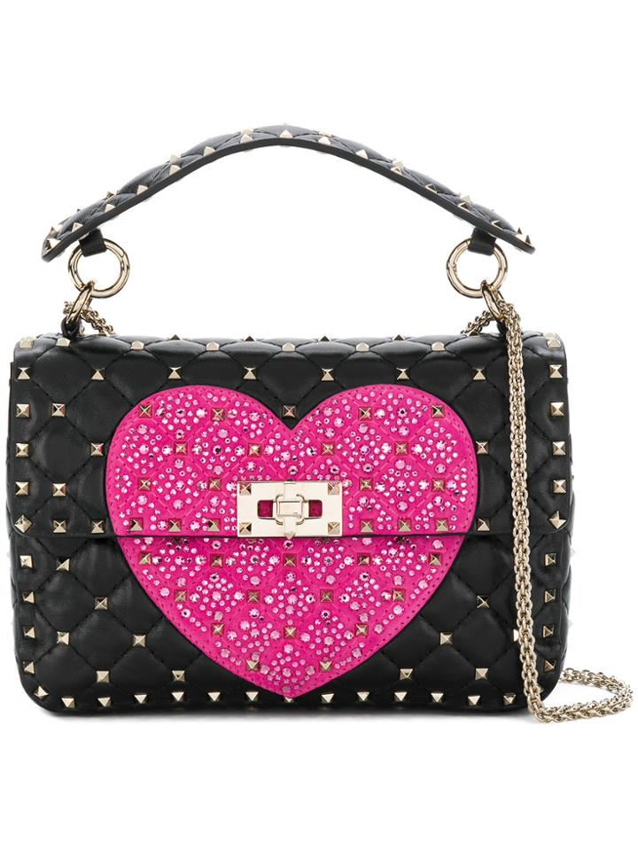 Valentino Heart Rockstud Shoulder Bag - Black