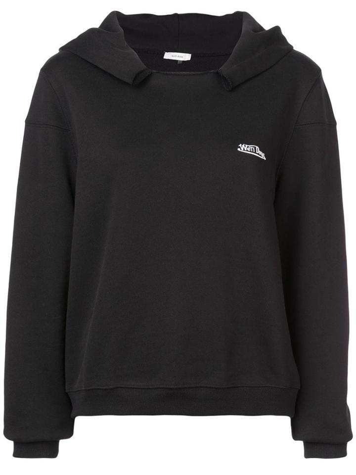 We11done Logo Print Hoodie - Black