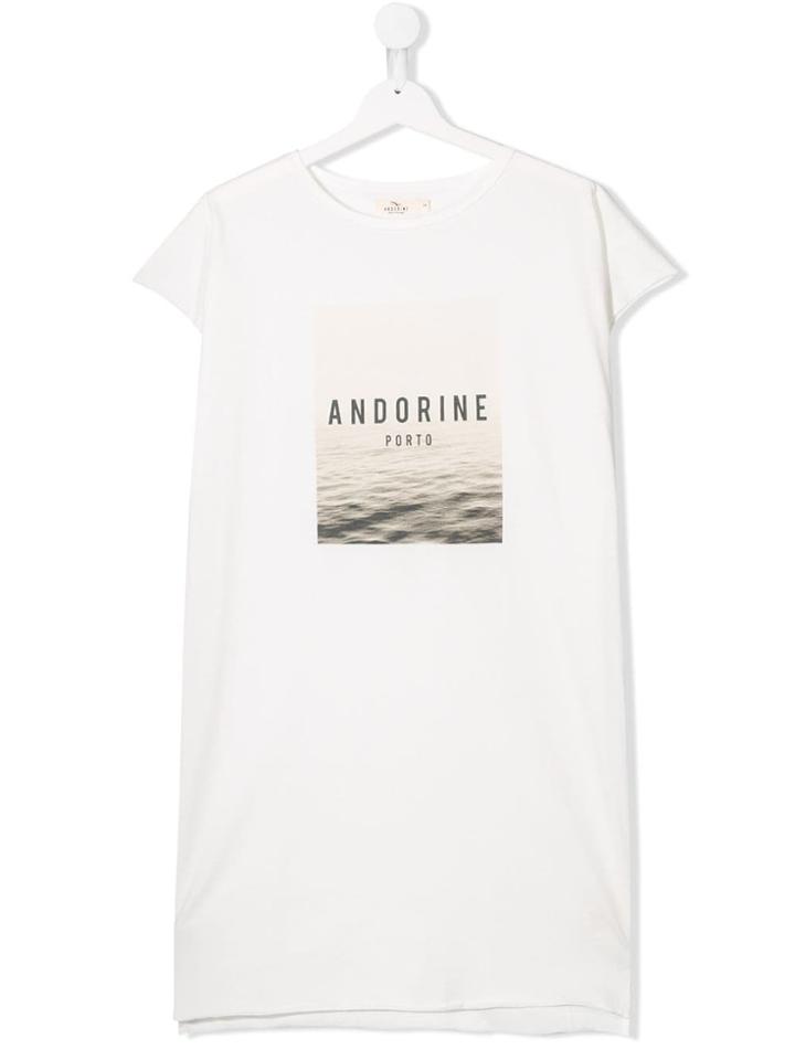 Andorine Teen Logo Print Dress - White