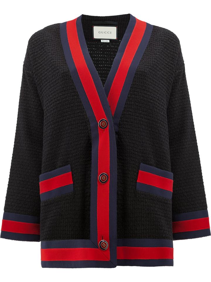 Gucci Web-trimmed Cardigan - Black