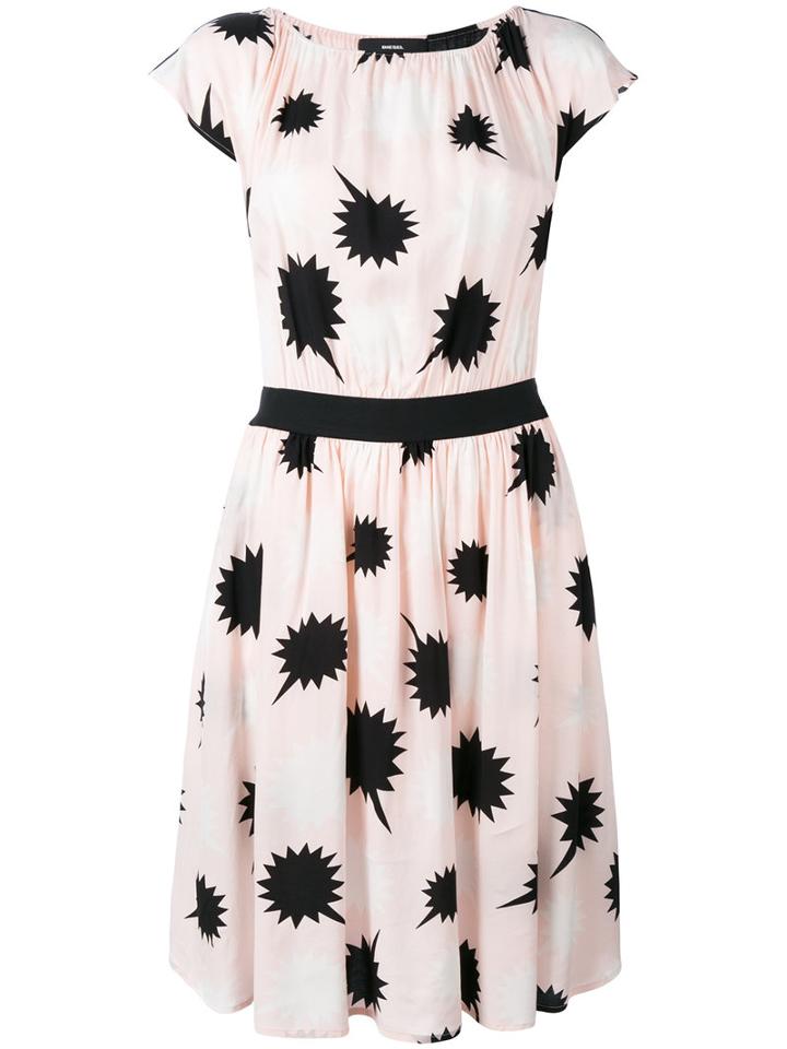 Diesel - Star Detail Pleated Dress - Women - Polyester/viscose - M, Pink/purple, Polyester/viscose