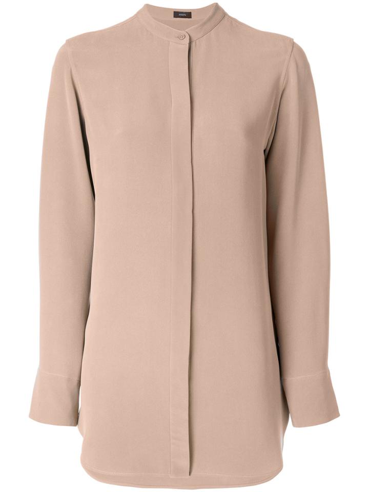Joseph Crew Neck Buttoned Blouse - Nude & Neutrals