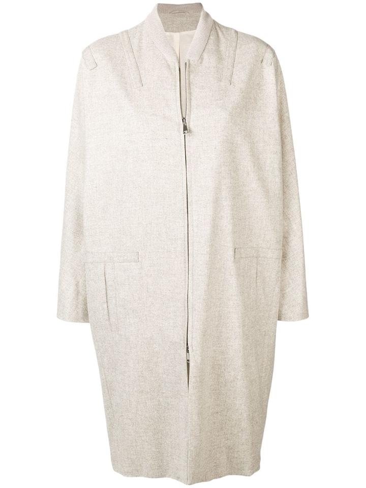 Nehera Single-breasted Zipped Coat - Nude & Neutrals