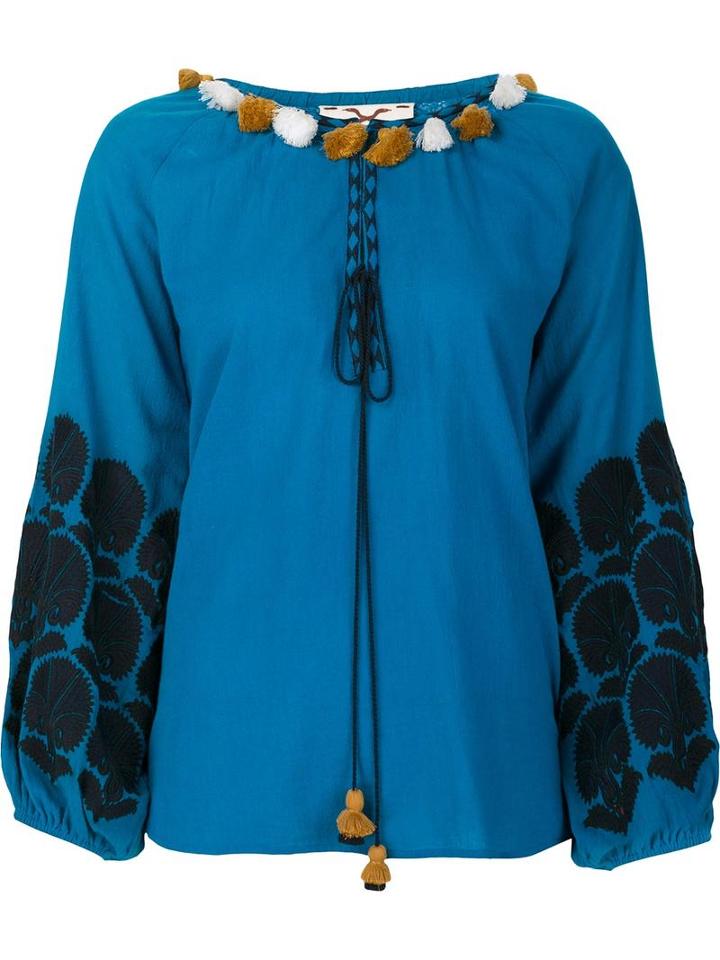 Figue 'coco' Peasant Blouse, Women's, Size: Small, Blue, Cotton