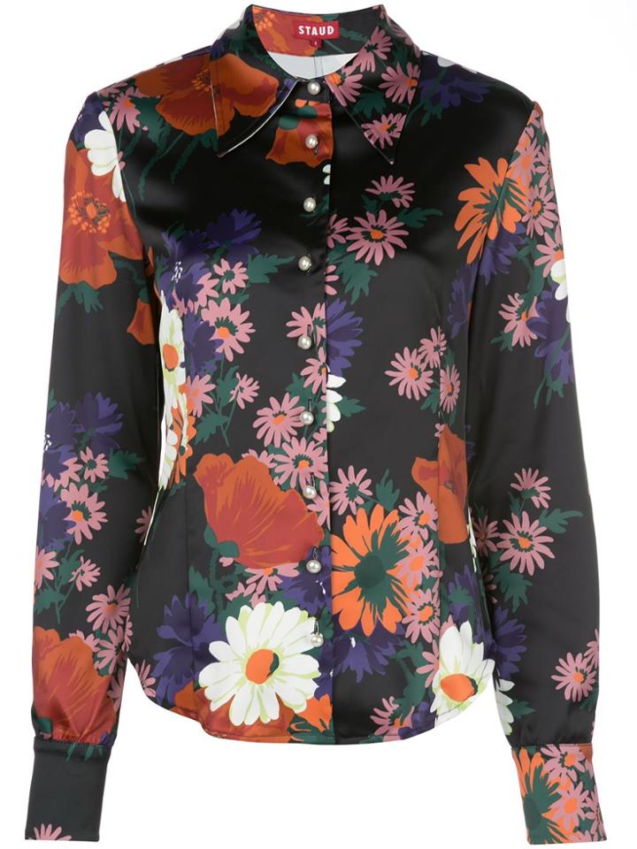 Staud Floral-print Blouse - Black