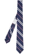 Thom Browne Classic Necktie In Navy Variegated Stripe Cotton Silk Tie