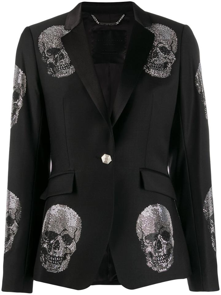 Philipp Plein Rhinestone Skull Blazer - Black