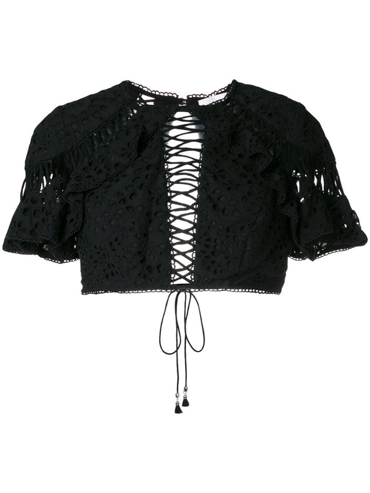 Zimmermann Perforated Detail Crop Top - Black