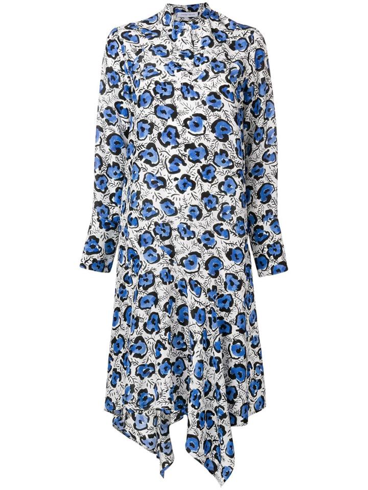 Christian Wijnants Long-sleeved Flower Print Dress - Blue