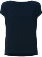 Alberto Biani Slash Neck Top, Women's, Size: 46, Blue, Polyester/triacetate