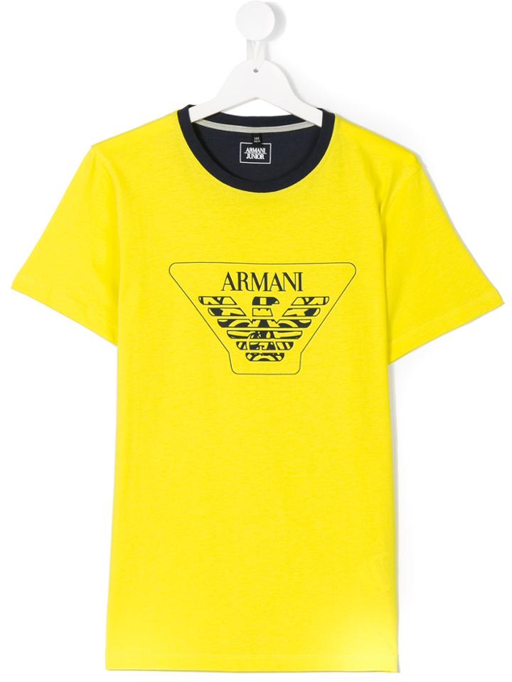 Armani Junior Teen Logo Print T-shirt - Yellow & Orange