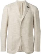 Lardini Three Button Blazer, Men's, Size: 52, Nude/neutrals, Viscose/cupro/cotton/polyamide
