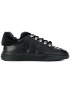 Hogan Rabbit Fur Trim Sneakers - Black