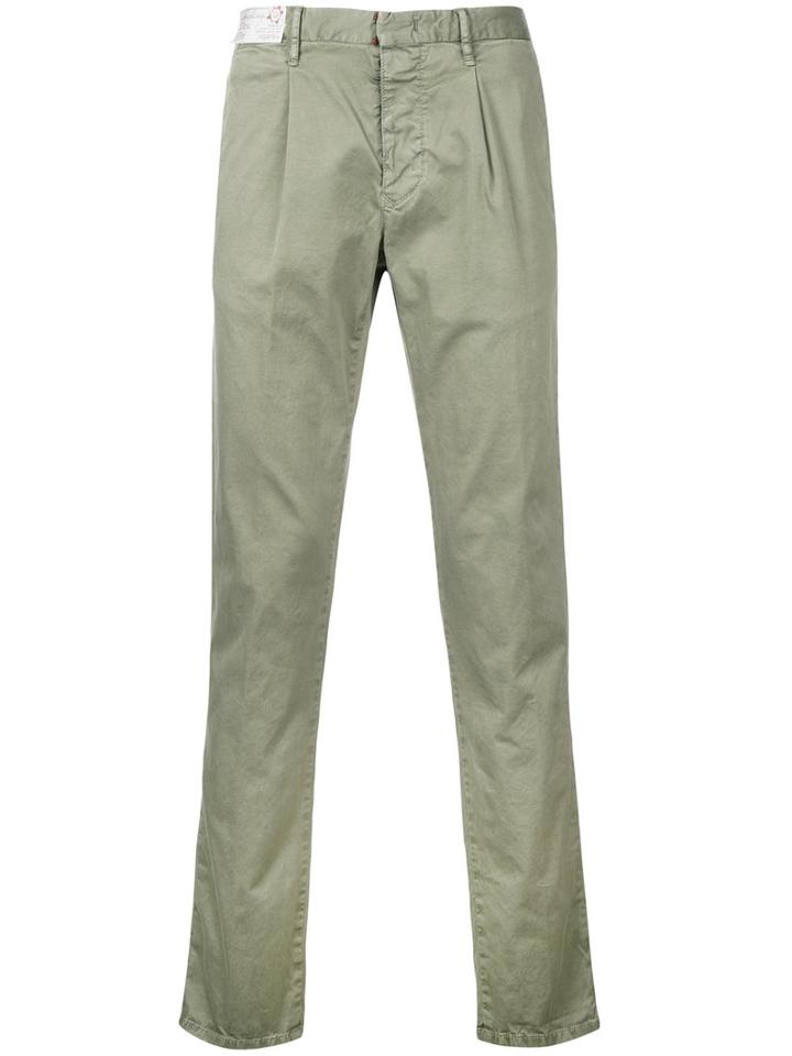 Incotex Chino Trousers, Men's, Size: 31, Green, Cotton/polyurethane