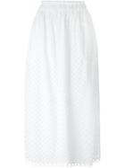 Carven Broderie Anglaise Midi Skirt, Women's, Size: 44, White, Cotton