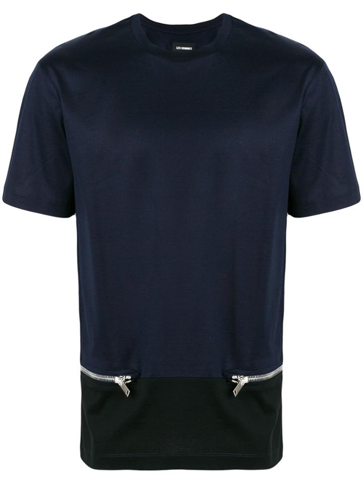 Les Hommes Zip Embellished T-shirt - Blue