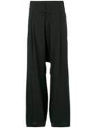 Y-3 - Drop-crotch Loose Trousers - Women - Cotton/polyester - L, Black, Cotton/polyester