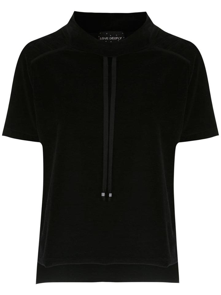 Andrea Bogosian Velvet Hooded Top - Black