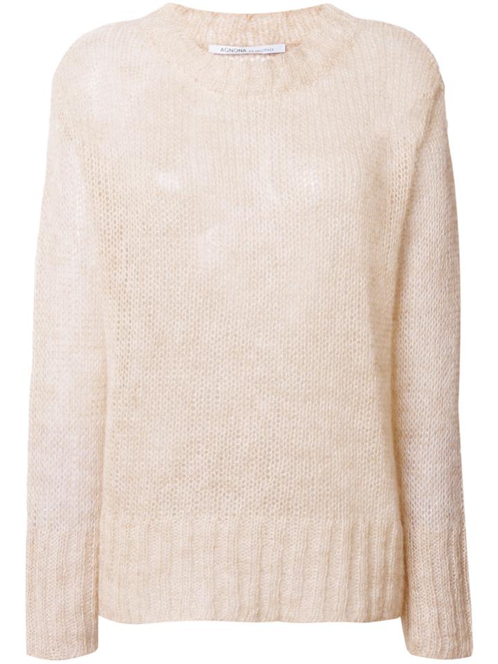 Agnona Oversized Textured Sweater - Nude & Neutrals