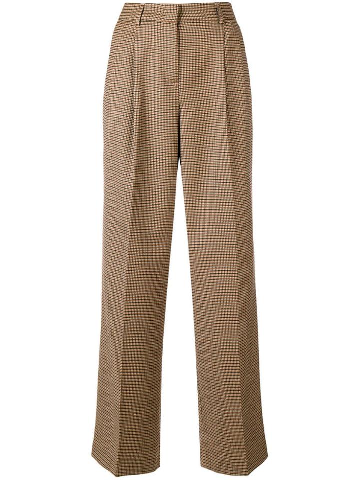 Twin-set Checked Wide Leg Trousers - Nude & Neutrals