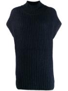 Closed Roll-neck Knitted Vest - Blue