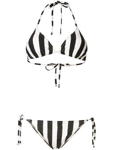 Lelloue Striped Triangle Bikini - White