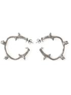 Ros Millar Branch Hoop Earrngs, Women's, Metallic, Sterling Silver/rhodium