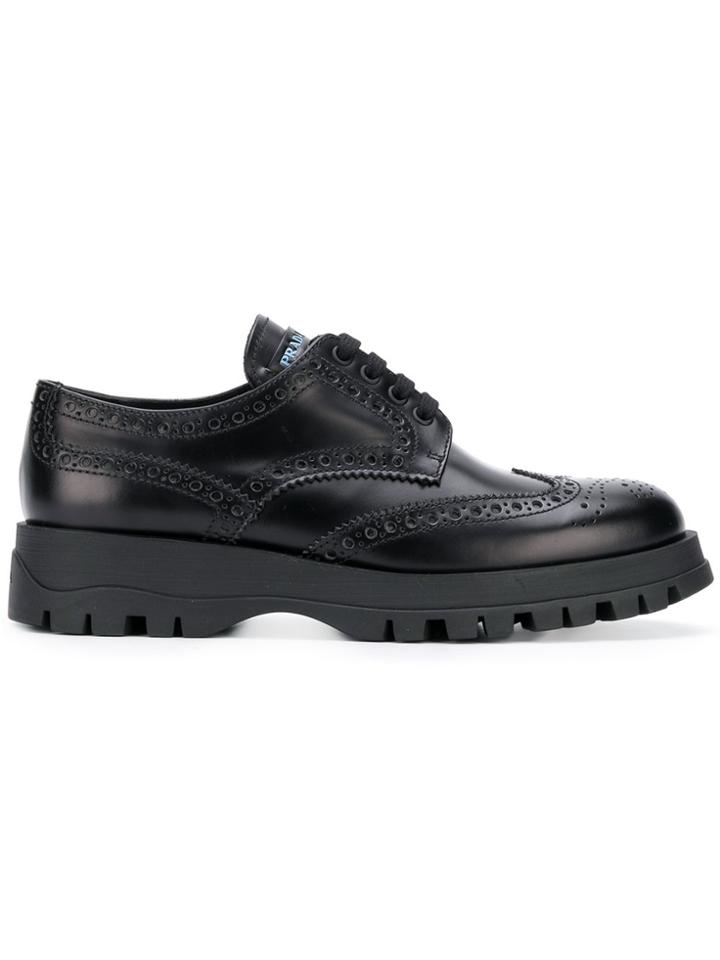 Prada Chunky Sole Brogues - Black