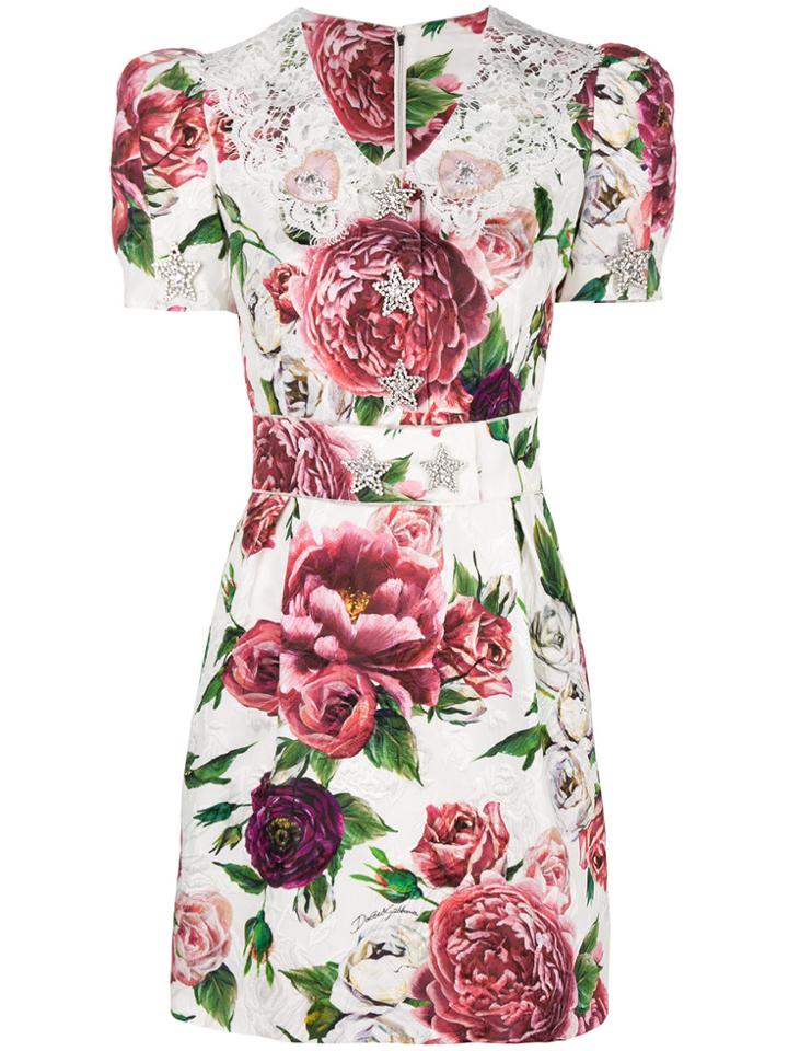 Dolce & Gabbana Short Brocade Dress - White
