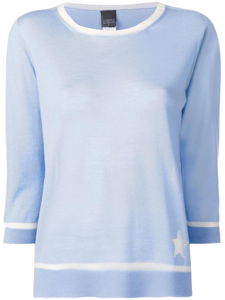 Lorena Antoniazzi Striped Trim Jumper - Blue