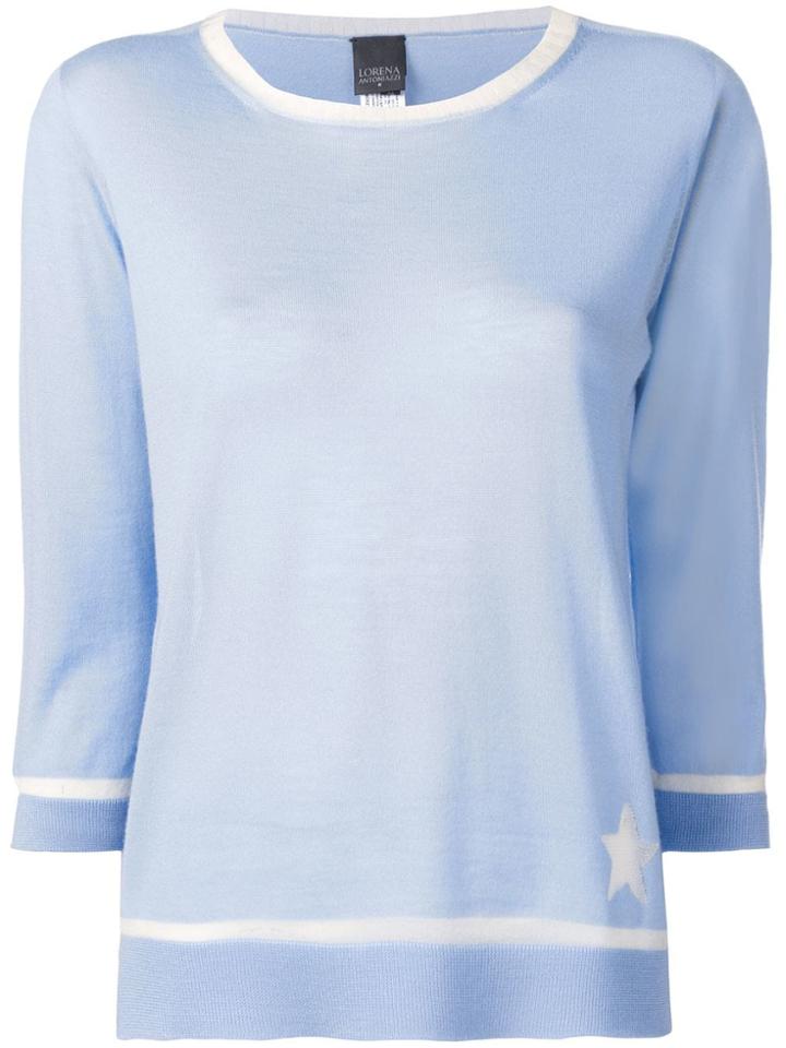 Lorena Antoniazzi Striped Trim Jumper - Blue