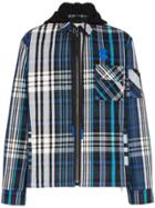 Off-white Check Print Cotton Blend Flannel Shirt - Blue