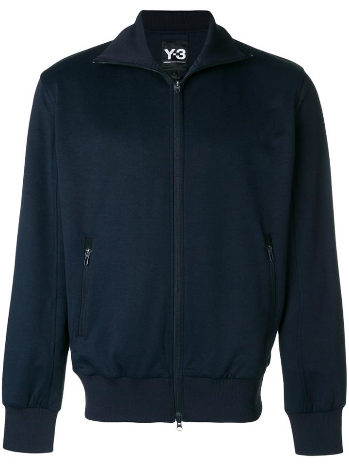 Y-3 Logo Printed Zipped Sweatshirt - Blue