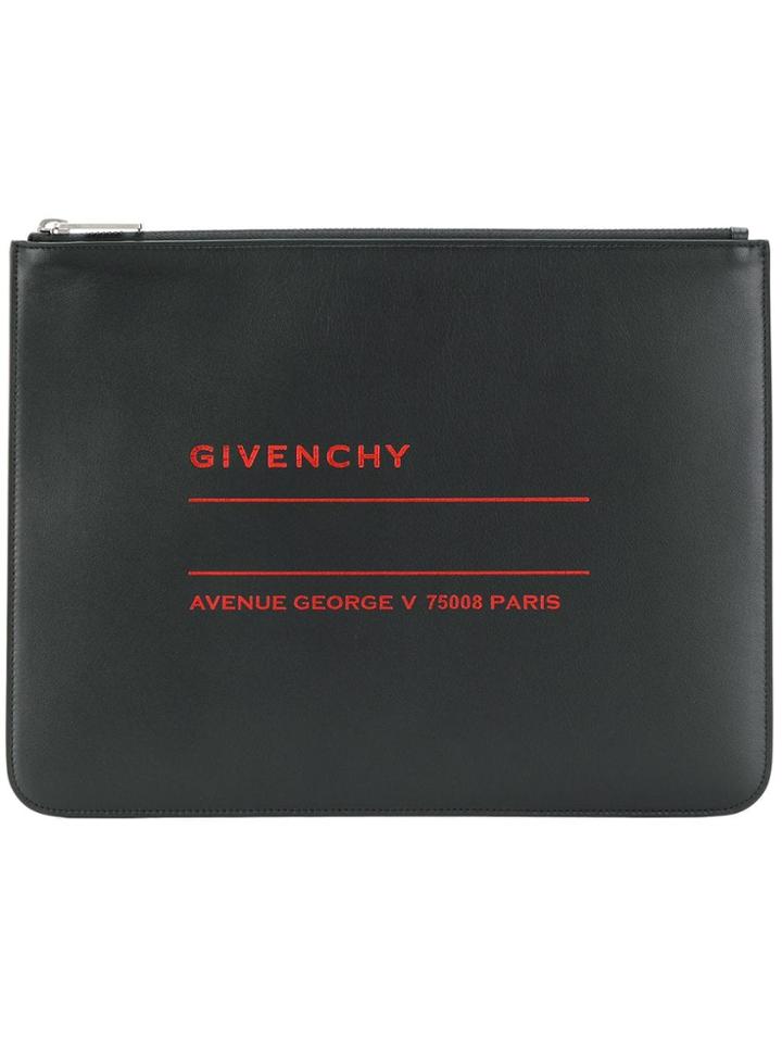 Givenchy Logo Print Clutch - Black
