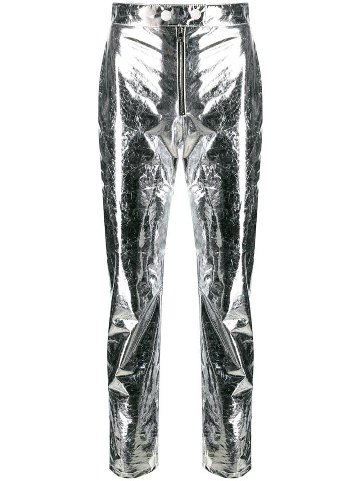 Msgm Metallic Cropped Trousers