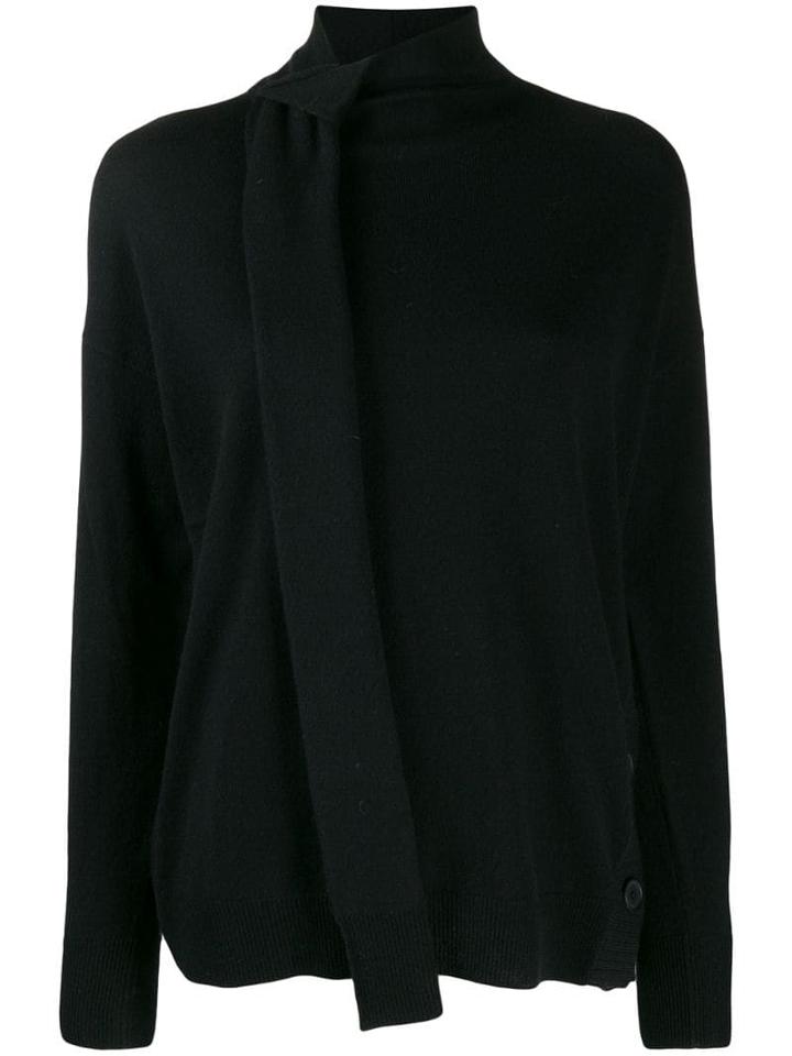 Pinko Neck Tie Knitted Sweater - Black