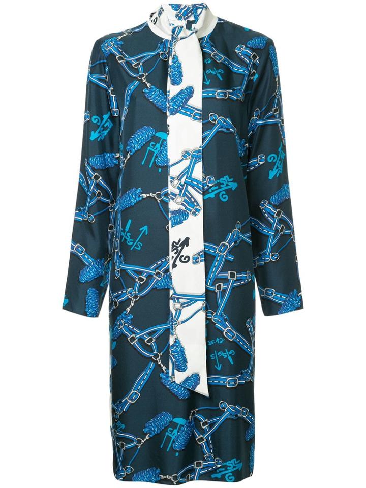 Tibi Renzo Scarf Print Dress - Blue