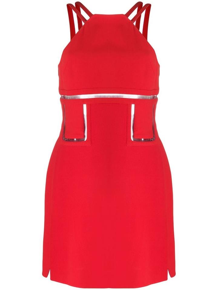 Versace Pre-owned Silk Clear-detailed Mini Dress - Red