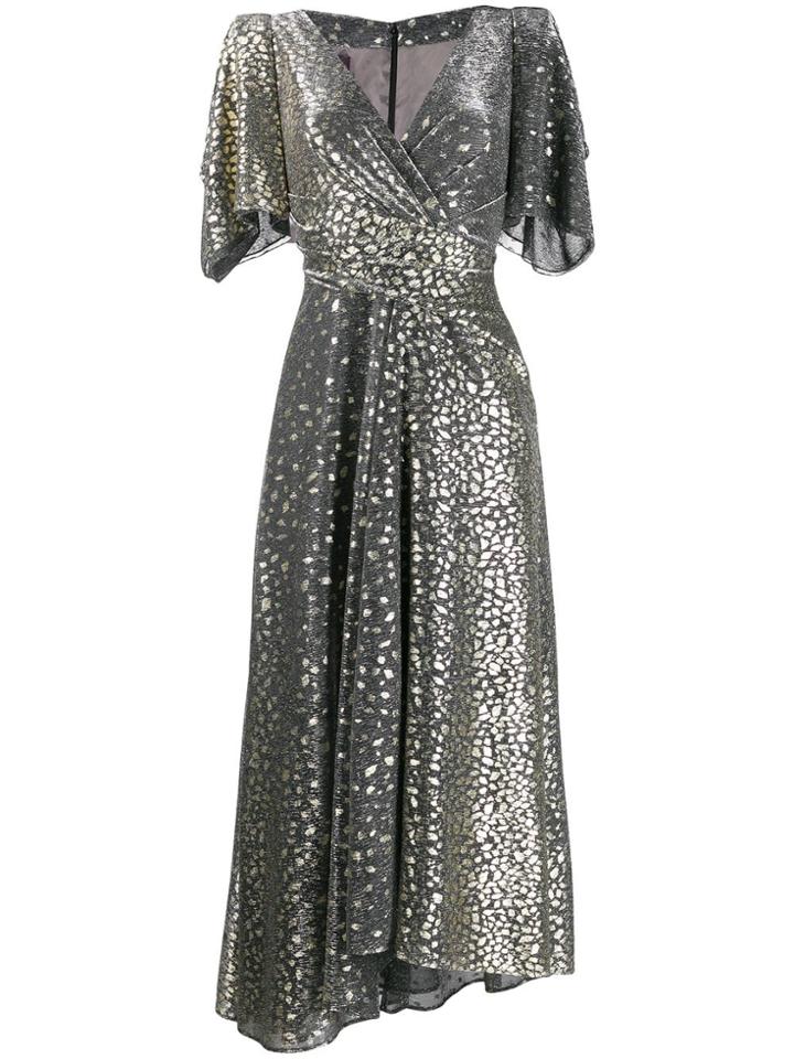 Talbot Runhof V-neck Sequin Dress - Grey