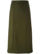 Rochas Back Slit Straight Skirt, Women's, Size: 42, Green, Cashmere/wool/polyamide