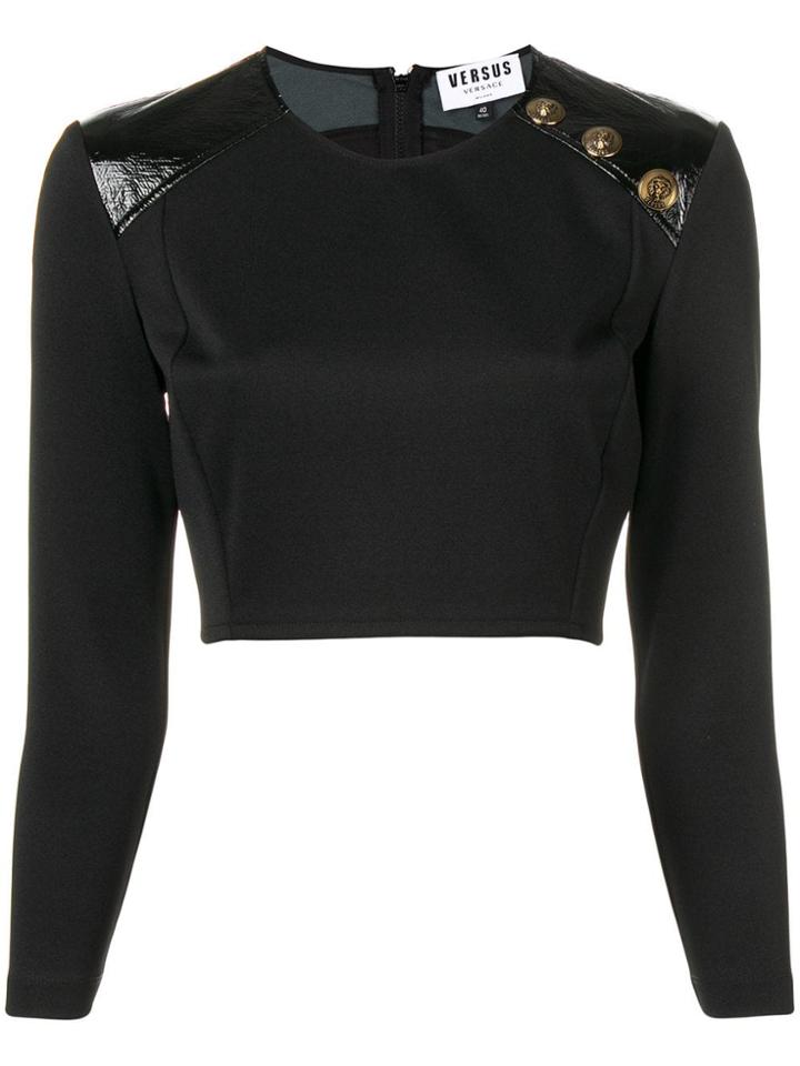 Versus Panelled Shoulders Cropped Blouse - Black