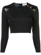 Versus Panelled Shoulders Cropped Blouse - Black