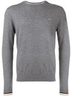 Sun 68 Striped Hem Sweater - Grey