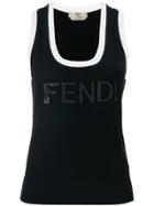 Fendi Contrast Trim Vest Top - Black