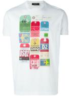 Dsquared2 Tag Print T-shirt, Men's, Size: Xxl, White, Cotton