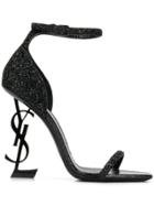 Saint Laurent Opyum 110 Ysl Heel Sandals - Black