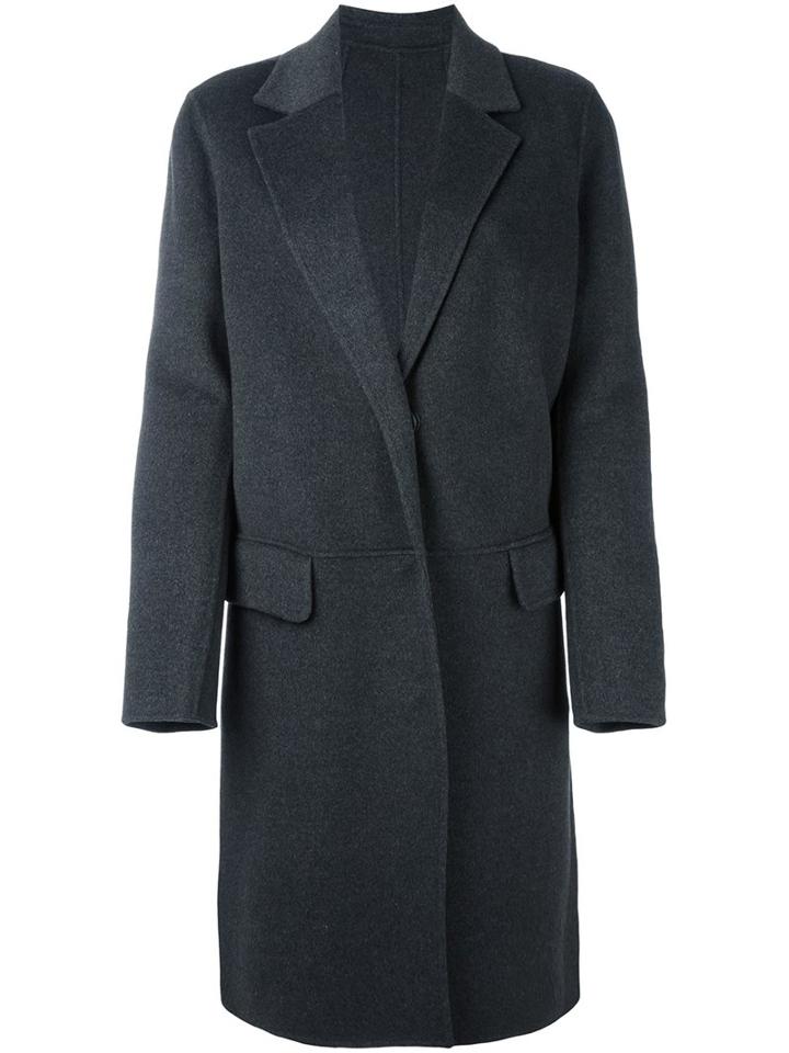 Yves Salomon Buttoned Knee Length Coat, Women's, Size: 40, Grey, Cashmere/wool
