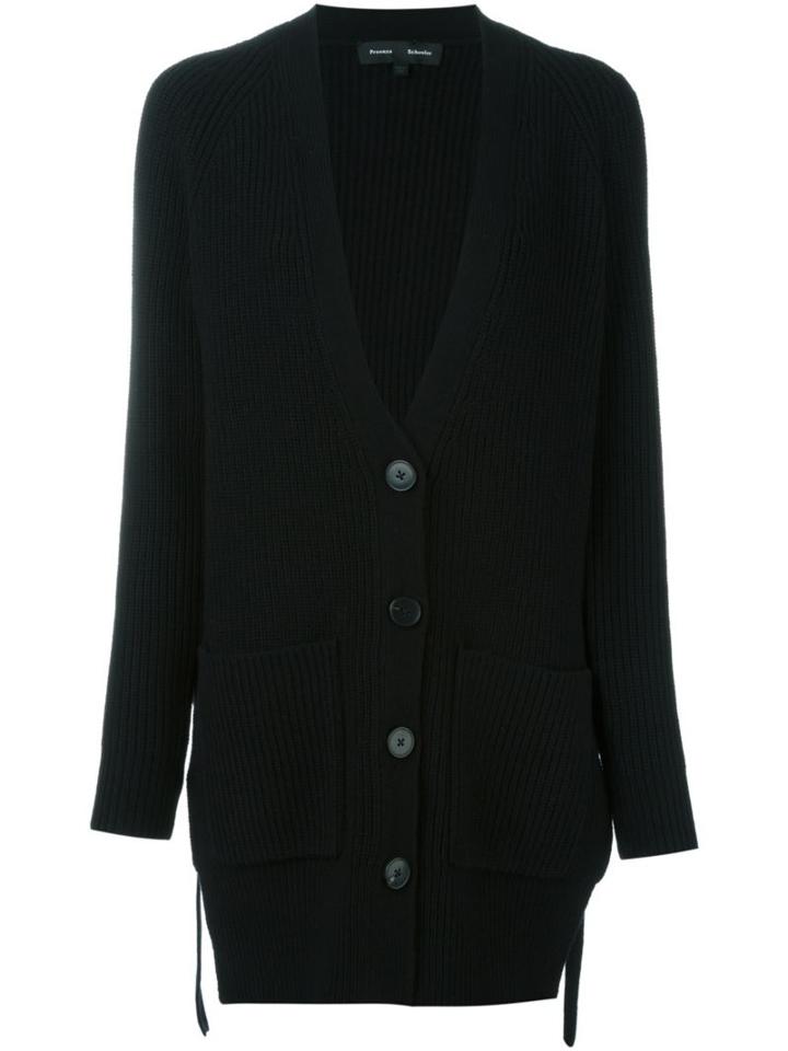 Proenza Schouler Long Ribbed Cardigan, Women's, Size: Small, Black, Cashmere/wool