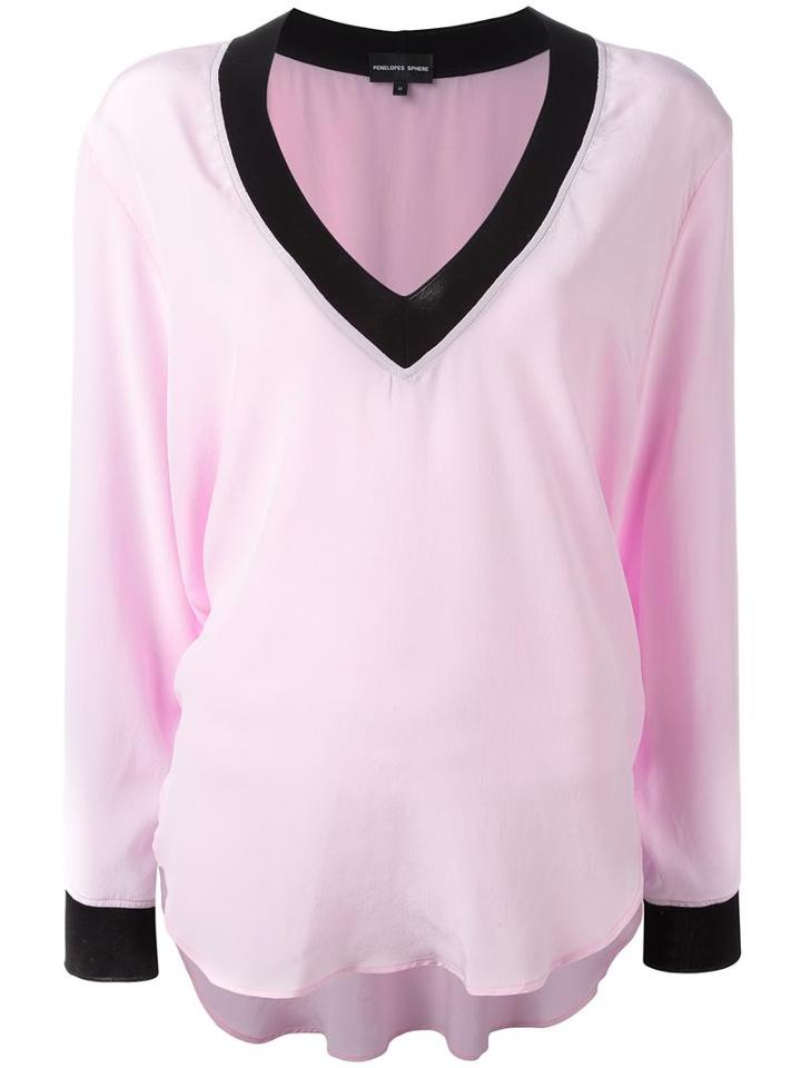 Penelophe's Sphere V-neck Top, Size: Medium, Pink/purple, Silk